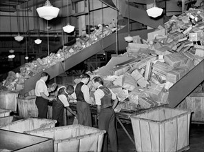 Workers Handling Christmas Packages at Main Post Office, Washington, 1938