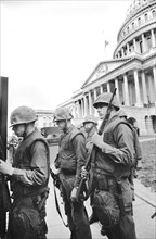 U.S. Soldiers stand guard near U.S. Capitol, during Riots following Dr. Martin Luther King Jr's, 1968