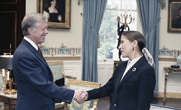 U.S. President Jimmy Carter with Ruth Bader Ginsburg at White House Reception for Women Federal Judges, Washington, 1980