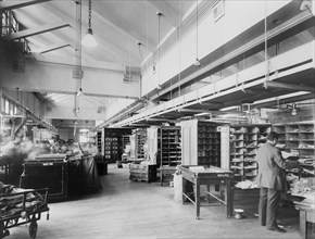 Mail Sorting Room, U.S. Post Office, 1920