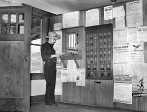 Cowhand in Post Office, Birney, June 1939