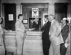 U.S. Postmaster General James A. Farley at Post Office Window, Washington, 1933