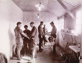 Wounded Men at  unidentified base hospital during World War I, France,