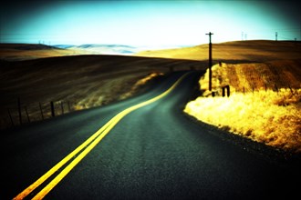 Rural Two-Lane Highway, Painterly Effect,