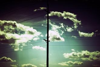 Utility pole and cloudy Sky,,