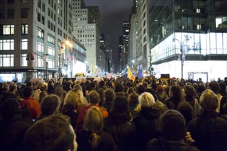 Crowd at Post-Election Night Donald Trump Protest, New York City,2016