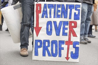 Patients Over Profits Sign during Healthcare Rally, New York City,