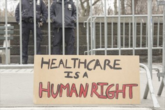 Healthcare is a Human Right Sign during Healthcare Rally, New York City,