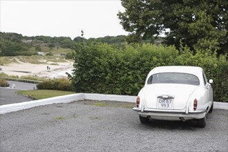Vintage White Car, Bornholm,