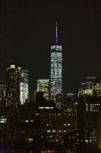 One World Trade Center illuminated at Night, Gay Pride Day,