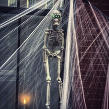 Skeleton and Cob Webs Halloween Decorations,,