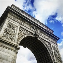 Low Angle View of Arch against Clouds and Sky, Washington Square,