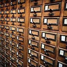 Close-Up Detail of Card Catalogs, Sterling Memorial Library,