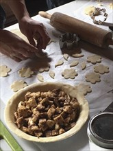 Woman making Apple Pie,,