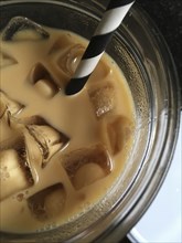 High Angle View of Cup of Iced Coffee,,