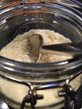Grated Cheese in Glass Jar,,