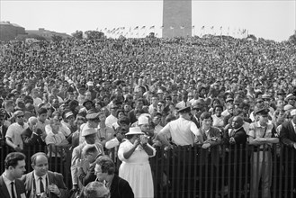 Crowd at March on Washington for Jobs and Freedom, Washington Monument in Background