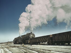 Locomotive Train in Railroad Yard, Chicago and North Western Railroad