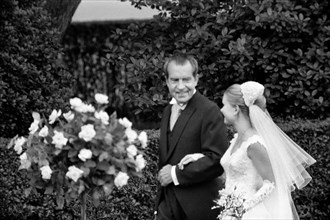 U.S. President Richard Nixon escorting Daughter Tricia Nixon at her Wedding, White House