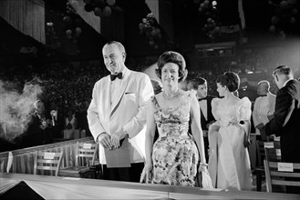 U.S. President Lyndon Johnson and First Lady Claudia "Lady Bird" Johnson attending Democratic Fundraising Salute to Johnson, Washington