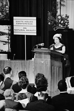 U.S. First Lady Claudia "Lady Bird" Johnson addressing Delegates at The White House Conference on Natural Beauty, Washington