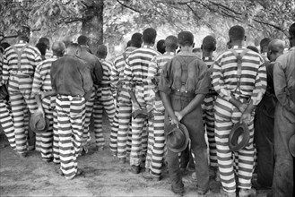 Convicts from Prison Camp at Funeral of their Warden who was killed in Automobile Accident