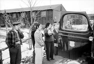 Group of Japanese-Americans awaiting Relocation Departure
