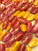 Sliced Red and Yellow Baby Tomatoes