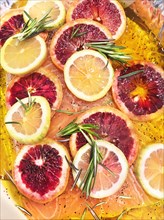Poached Salmon with Blood Oranges and Lemons