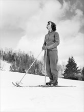 woman, skiing, sports, winter, historical,