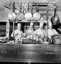 Chefs in kitchen of one of the Fred Harvey Restaurants