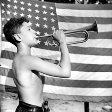 Young Boy playing Bugle