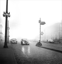 Street Scene on Foggy Day
