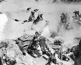 Military Battle Scene in Desert