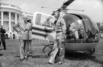 U.S. President Dwight Eisenhower about to take first Helicopter ride