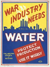 Poster promoting Water Conservation for War Effort