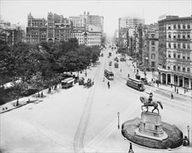 High Angle View of Union Square looking North toward Union Square West and Park Avenue South