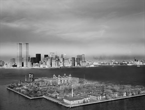 Ellis Island with Manhattan Skyline in background