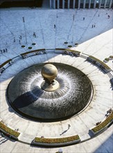 High Angle View of Sphere at Plaza Fountain Sculpture by Fritz Koenig