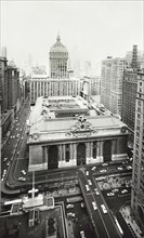 High Angle View of Grand Central Terminal bordered by 42nd Street with Helmsley Building in Background
