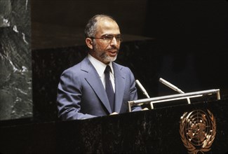 King Hussein of Jordan addressing United Nations