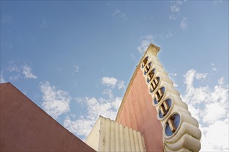 Low Angle View of Art Deco Movie Theater Sign