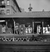 Group of People on Platform at Third Avenue elevated railway station