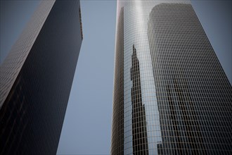 Low Angle View of Two Modern Office Buildings