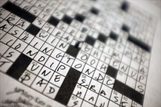 Almost Completed Newspaper Crossword Puzzle