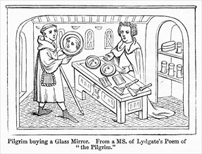Pilgrim buying a Glass Mirror