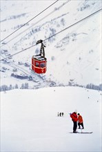 Skiers and Ski Gondola