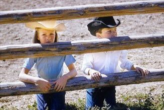 Young Boy and Girl at Dude Ranch