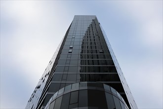 Low Angle View of Modern Glass Building Exterior