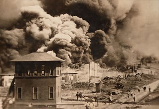 Buildings burning during Race Riots
